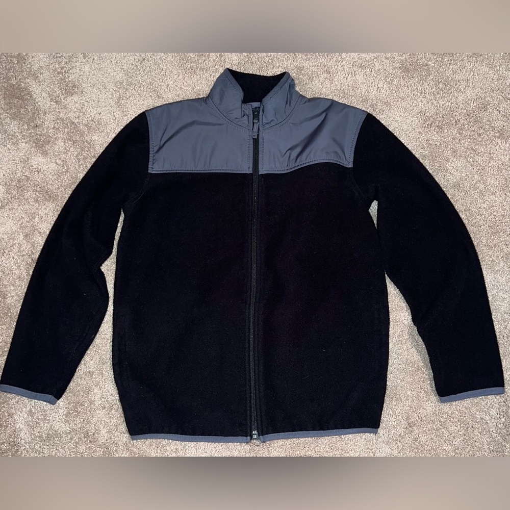 The Children Place Fleece Black and Gray Jacket, RN59284, Size: XL/14